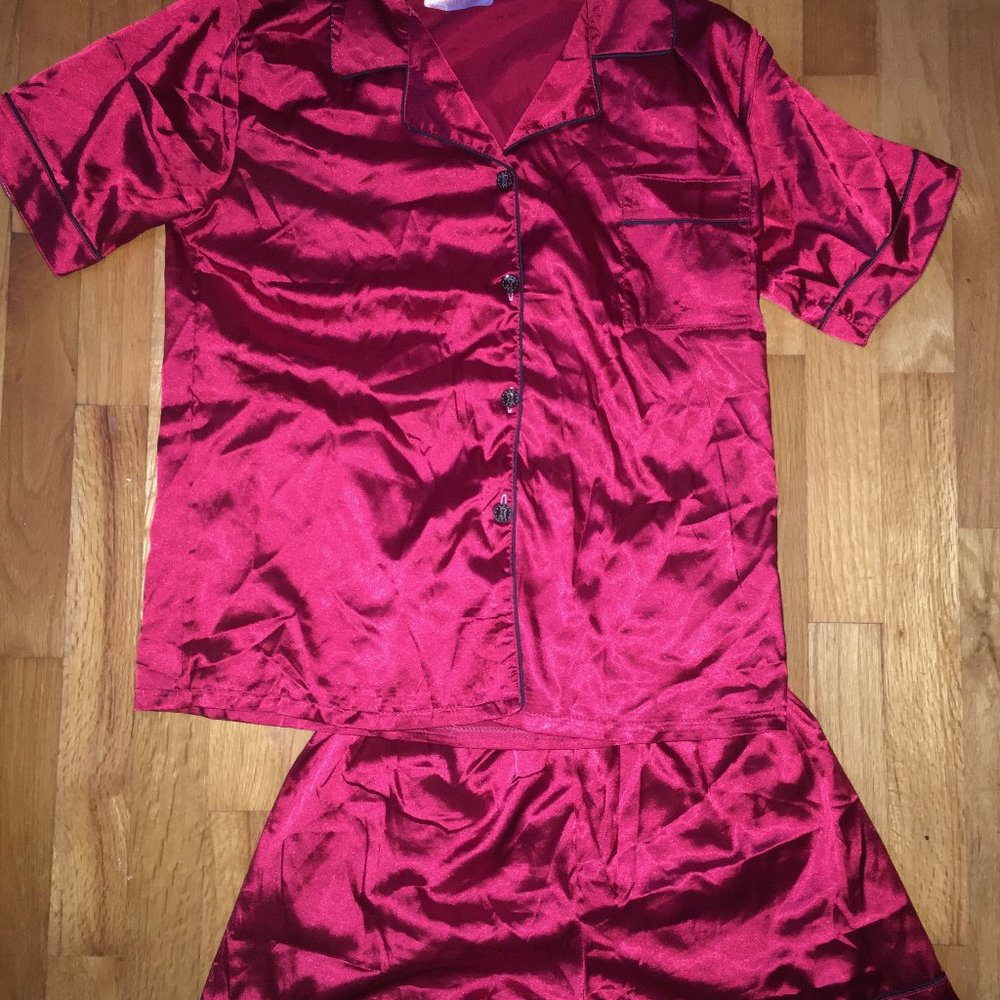 Wine Red Satin PJ Sleep set